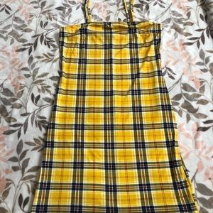 Yellow plaid dress